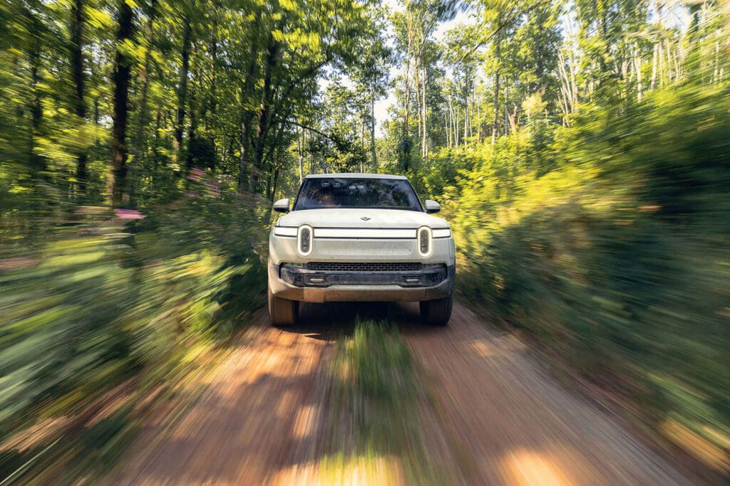 EV on dirt road